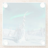 IJs en sneeuw | Noordelijke lichten, Lapland, Finl Glazen Onderzetter (Achterkant)