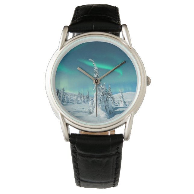 IJs en sneeuw | Noordelijke lichten, Lapland, Finl Horloge (Voorkant)