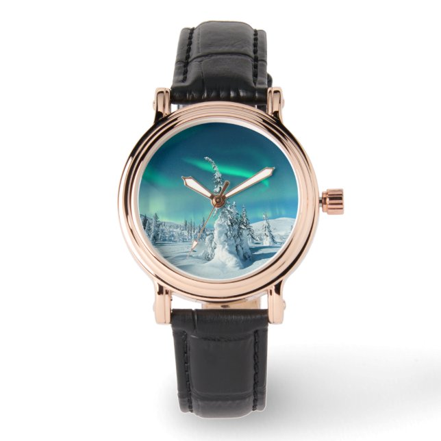 IJs en sneeuw | Noordelijke lichten, Lapland, Finl Horloge (Voorkant)