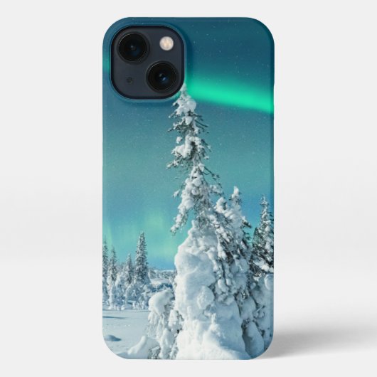 IJs en sneeuw | Noordelijke lichten, Lapland, Finl iPhone Hoesje (Achterkant)