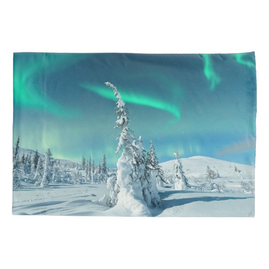 IJs en sneeuw | Noordelijke lichten, Lapland, Finl Kussensloop (Achterkant)