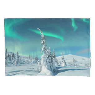 IJs en sneeuw Noordelijke lichten, Lapland, Finl Kussensloop