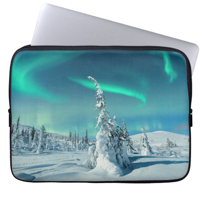 IJs en sneeuw | Noordelijke lichten, Lapland, Finl Laptop Sleeve (Voorkant)