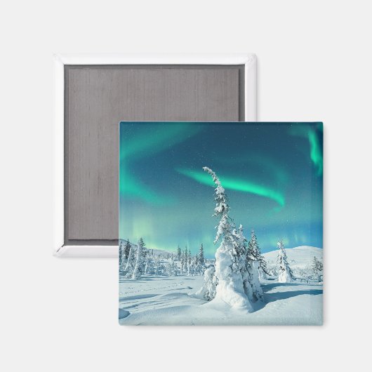 IJs en sneeuw | Noordelijke lichten, Lapland, Finl Magneet (Voorkant / Achterkant)