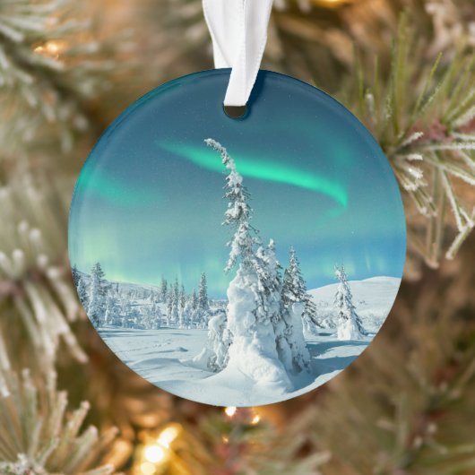 IJs en sneeuw | Noordelijke lichten, Lapland, Finl Ornament (Boom)