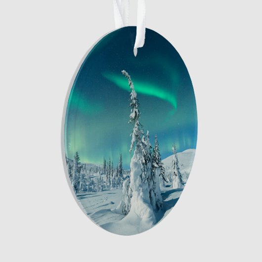 IJs en sneeuw | Noordelijke lichten, Lapland, Finl Ornament (voorkant)