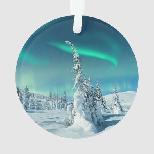 IJs en sneeuw | Noordelijke lichten, Lapland, Finl Ornament (achterkant)