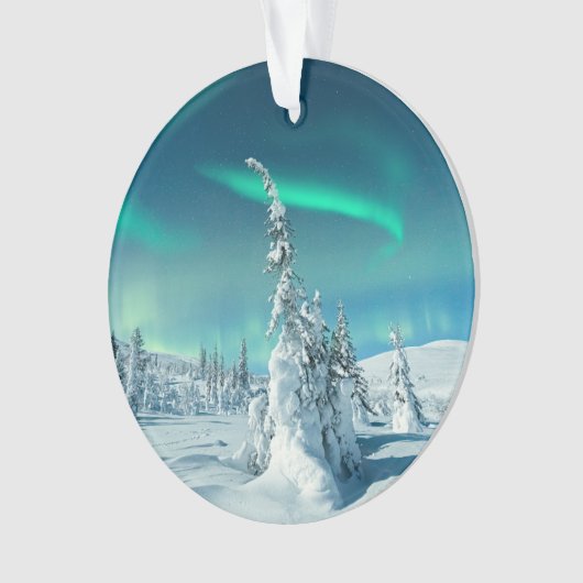IJs en sneeuw | Noordelijke lichten, Lapland, Finl Ornament (voorkant)