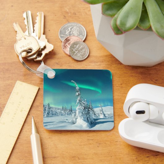 IJs en sneeuw | Noordelijke lichten, Lapland, Finl Sleutelhanger (Bureau)