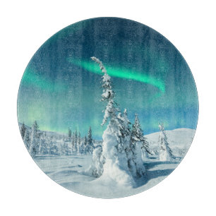 IJs en sneeuw Noordelijke lichten, Lapland, Finl Snijplank