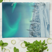 IJs en sneeuw | Noordelijke lichten, Lapland, Finl Theedoek (Gevouwen)