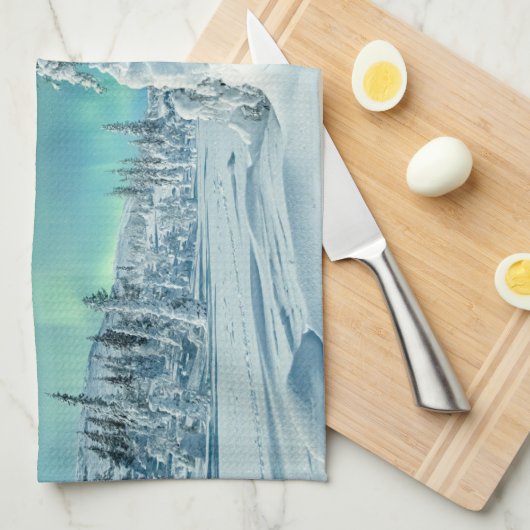 IJs en sneeuw | Noordelijke lichten, Lapland, Finl Theedoek (Quarter Fold)