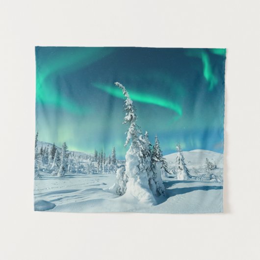 IJs en sneeuw | Noordelijke lichten, Lapland, Finl Wandkleed (Voorkant (horizontaal))