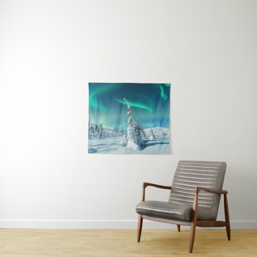 IJs en sneeuw | Noordelijke lichten, Lapland, Finl Wandkleed (In Situ (horizontaal))