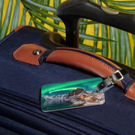 IJs en sneeuw | Noordelijke Lichten, Noorwegen Bagagelabel (Voorkant Insitu 3)