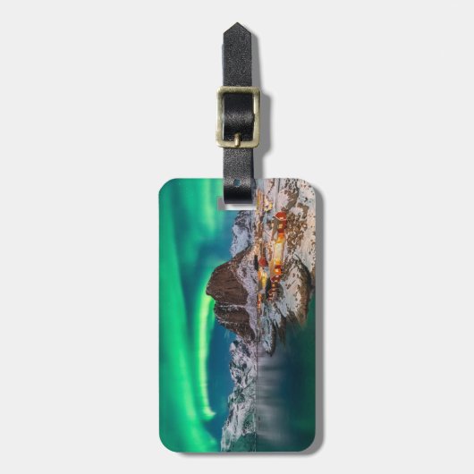 IJs en sneeuw | Noordelijke Lichten, Noorwegen Bagagelabel (Voorkant verticaal)