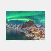 IJs en sneeuw | Noordelijke Lichten, Noorwegen Fleece Deken (Voorkant (Horizontaal))