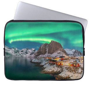 IJs en sneeuw Noordelijke Lichten, Noorwegen Laptop Sleeve