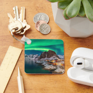 IJs en sneeuw   Noordelijke Lichten, Noorwegen Sleutelhanger