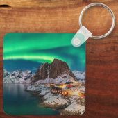 IJs en sneeuw | Noordelijke Lichten, Noorwegen Sleutelhanger (Achterkant)