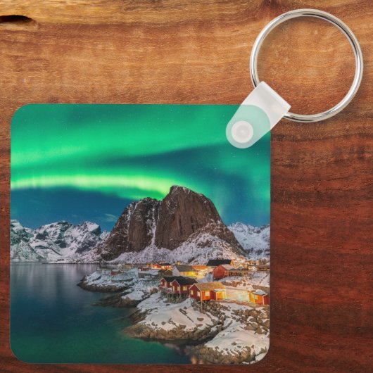 IJs en sneeuw | Noordelijke Lichten, Noorwegen Sleutelhanger (Achterkant)