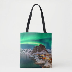 IJs en sneeuw   Noordelijke Lichten, Noorwegen Tote Bag