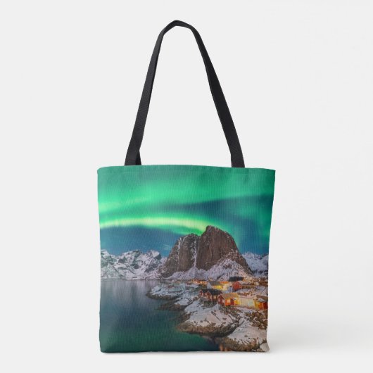 IJs en sneeuw | Noordelijke Lichten, Noorwegen Tote Bag (Achterkant)