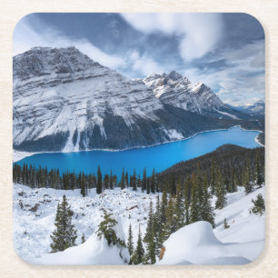 IJs en sneeuw Peyto Lake, Canadees Rockies Kartonnen Onderzetters