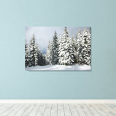 IJs en sneeuw | Pine Woodland, Oostenrijk Canvas Afdruk (Insitu (Houten vloer))