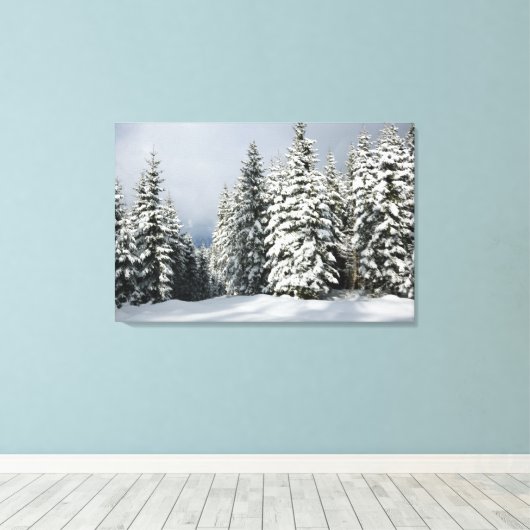 IJs en sneeuw | Pine Woodland, Oostenrijk Canvas Afdruk (Insitu (Houten vloer))