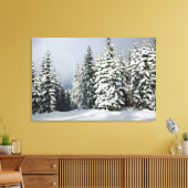 IJs en sneeuw | Pine Woodland, Oostenrijk Canvas Afdruk (Insitu (Woonkamer))
