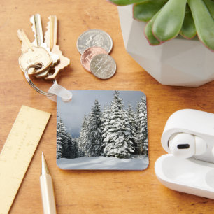 IJs en sneeuw Pine Woodland, Oostenrijk Sleutelhanger