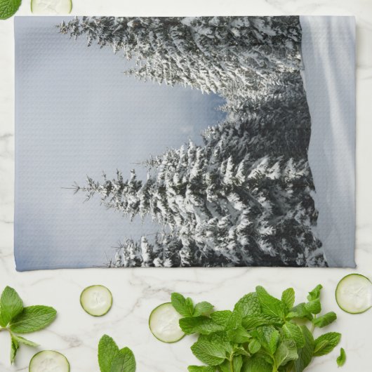 IJs en sneeuw | Pine Woodland, Oostenrijk Theedoek (Gevouwen)