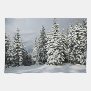 IJs en sneeuw   Pine Woodland, Oostenrijk Theedoek