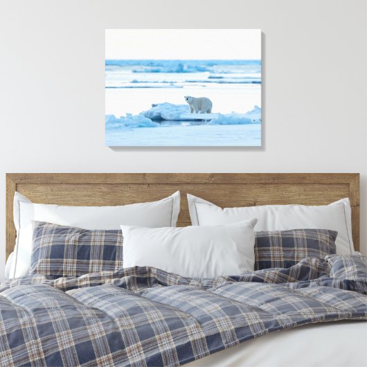IJs en sneeuw | Polar Beer Iceberg Noorwegen Canvas Afdruk (Insitu (Slaapkamer))