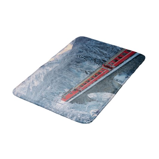 IJs en sneeuw | Red Bernina Express Train Zwitserl Badmat (Gekanteld)