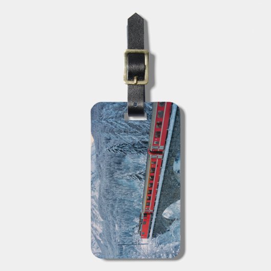 IJs en sneeuw | Red Bernina Express Train Zwitserl Bagagelabel (Voorkant verticaal)