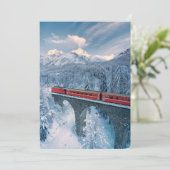 IJs en sneeuw | Red Bernina Express Train Zwitserl Bedankkaart (Staand voorkant)