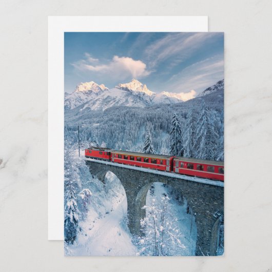 IJs en sneeuw | Red Bernina Express Train Zwitserl Bedankkaart (Voorkant / Achterkant)