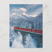 IJs en sneeuw | Red Bernina Express Train Zwitserl Briefkaart (Voorkant)