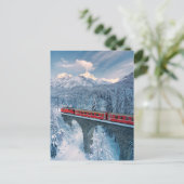 IJs en sneeuw | Red Bernina Express Train Zwitserl Briefkaart (Staand voorkant)