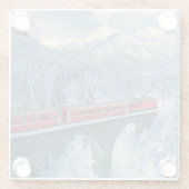 IJs en sneeuw | Red Bernina Express Train Zwitserl Glazen Onderzetter (Achterkant)