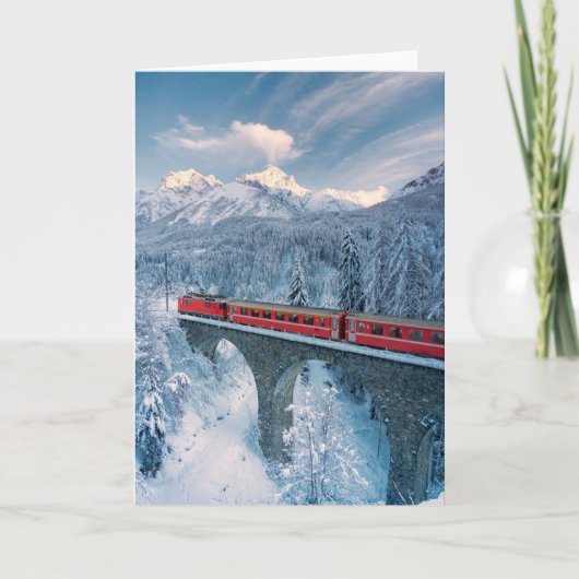 IJs en sneeuw | Red Bernina Express Train Zwitserl Kaart (Voorkant)
