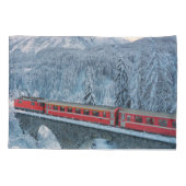 IJs en sneeuw | Red Bernina Express Train Zwitserl Kussensloop (Achterkant)
