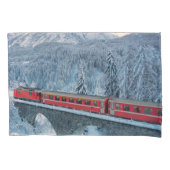 IJs en sneeuw | Red Bernina Express Train Zwitserl Kussensloop (Voorkant)