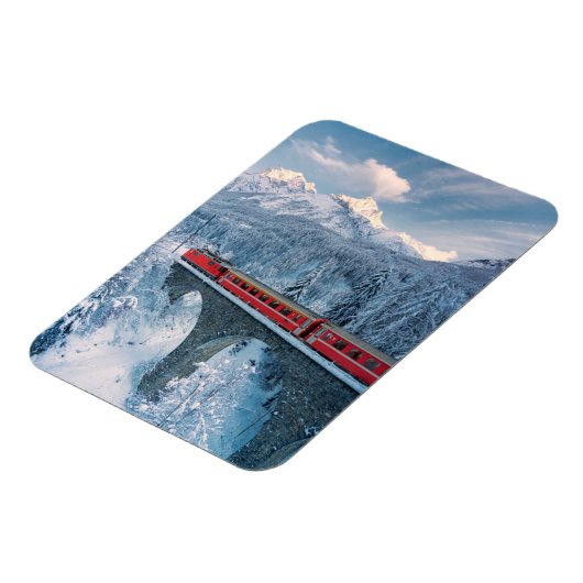 IJs en sneeuw | Red Bernina Express Train Zwitserl Magneet (Linkerzijde)