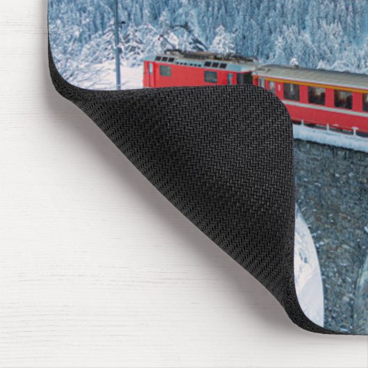 IJs en sneeuw | Red Bernina Express Train Zwitserl Muismat (Hoek)