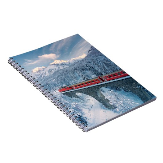 IJs en sneeuw | Red Bernina Express Train Zwitserl Notitieboek (Rechterzijde)