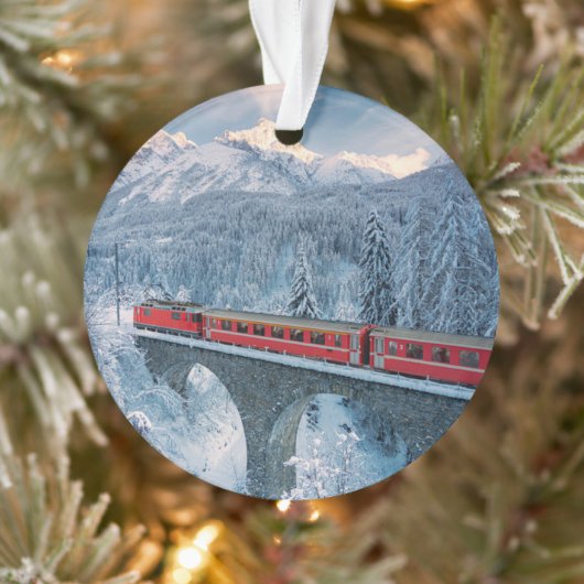 IJs en sneeuw | Red Bernina Express Train Zwitserl Ornament (Boom)