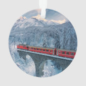 IJs en sneeuw | Red Bernina Express Train Zwitserl Ornament (achterkant)